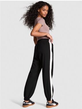PINK Victoria's Secret Black Track Joggers with White Side Stripe